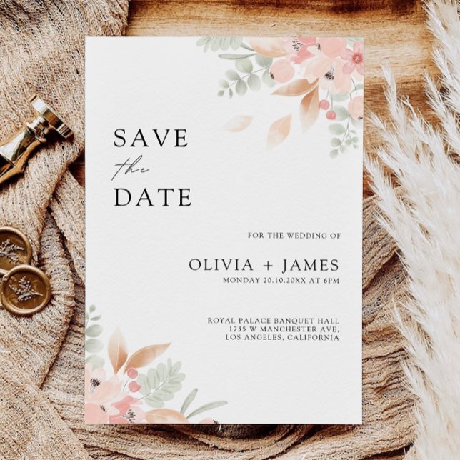 Boda de flores silvestres Guardar la invitación a  (Wildflower Wedding Save the Date Invitation)