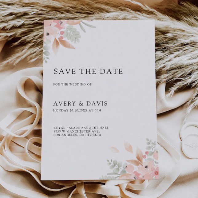 Boda de flores silvestres Guardar la invitación a  (Wildflower Wedding Save the Date Invitation)