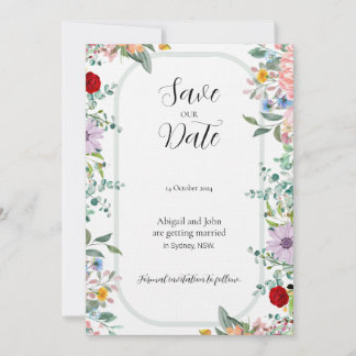 Boda de flores silvestres Guardar la tarjeta de fe