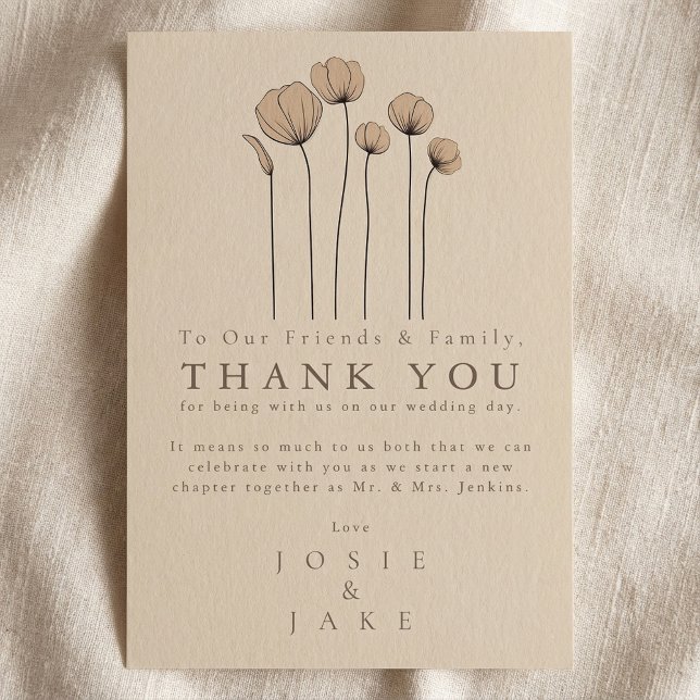 Boda de flores silvestres modernas gracias Table C (Modern wildflowers Wedding thank you Table Card.)