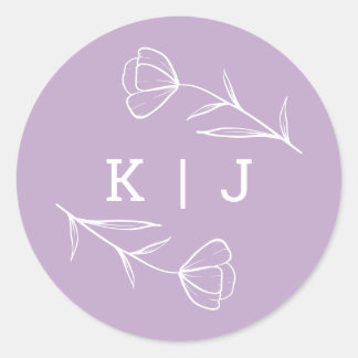 Boda de flores silvestres Monograma Pegatina en Li