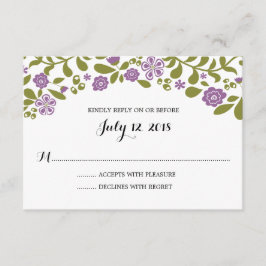 Boda de flores silvestres moradas y verdes RSVP