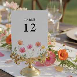 Boda de flores silvestres número de mesa Pretty Fl