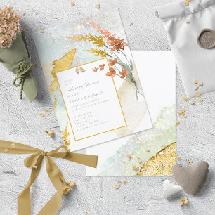 Boda de flores silvestres prueba de acuarela Gold