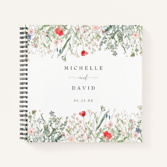 Boda de flores silvestres romántico libro invitado (Anverso)
