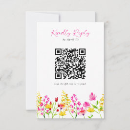 Boda de flores silvestres RSVP Código QR Script Fl
