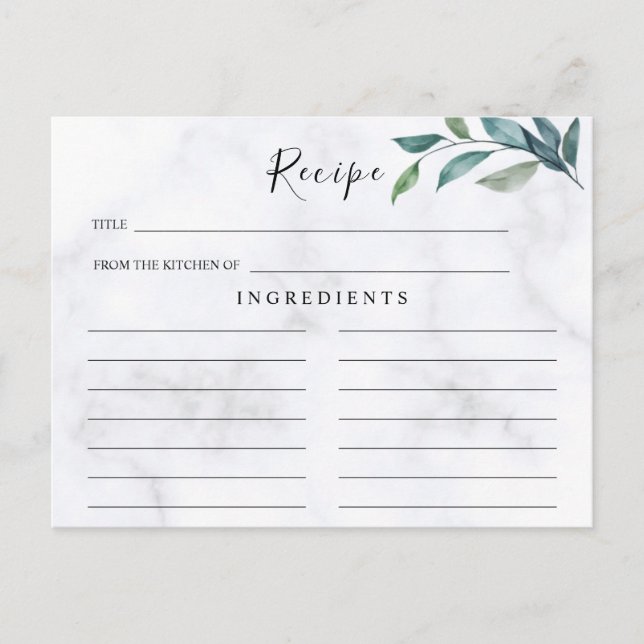 Boda de Flores Silvestres, Tarjeta de Receta Boho (Anverso)