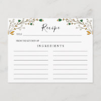 Boda de Flores Silvestres, Tarjeta de Receta Flora