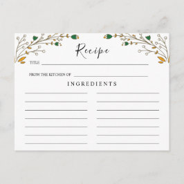 Boda de Flores Silvestres, Tarjeta de Receta Flora