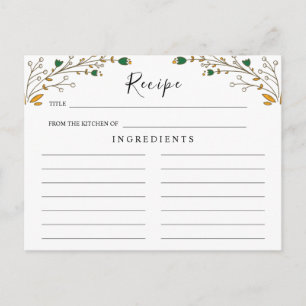 Boda de Flores Silvestres, Tarjeta de Receta Flora