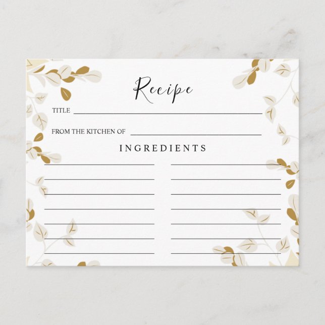 Boda de Flores Silvestres, Tarjeta de Receta Flora (Anverso)