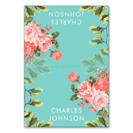 Boda de flores verde azuladas y corales | Tarjetas