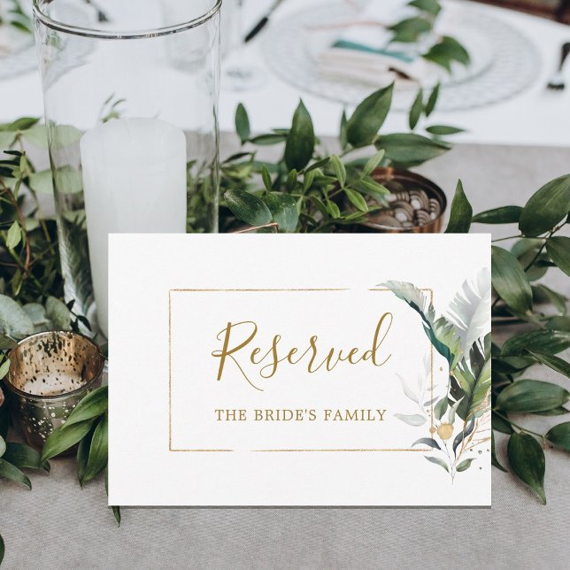 Boda de Foliage Tropical Rótulo Reservado Verde Or (Subido por el creador)