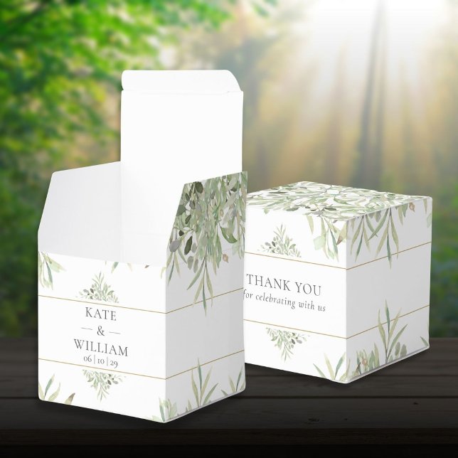 Boda de follaje verde Gracias Caja de Favor (Greenery Foliage Wedding Thank You Favor Box)