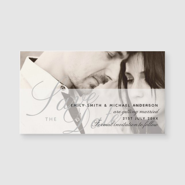 Boda de FOTO magnética Guardar el TEXTO DE DEMORA (Anverso)