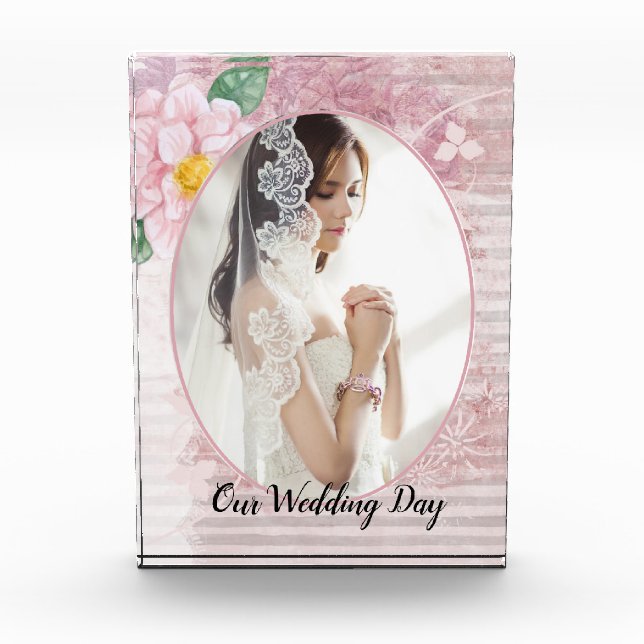 Boda de foto rosa de época añeja angustiada en el  (Anverso)