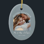 Boda de fotografía azul turquesa regalo decoración<br><div class="desc">Mejor juntar la invitación de boda de fotografía de pareja y decoración de hogar regalo de decoración de cerámica. Moderno y elegante estilo de color azul Dusty.</div>