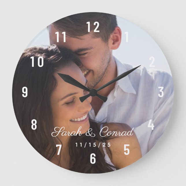 Boda de fotografía de pareja Fecha reloj grande (Anverso)