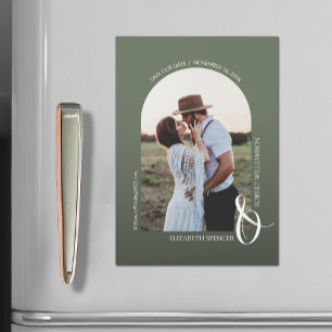 Boda de fotografía Green Save the Date Magnetic Ca