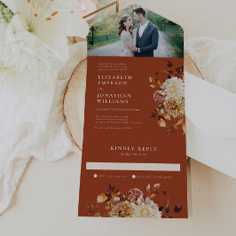 Boda de fotografía otoño en una sola invitación