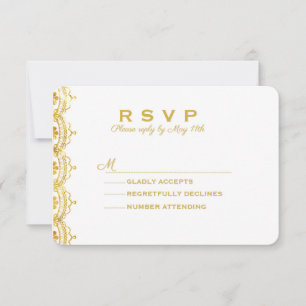 Boda de fotos de encaje de oro RSVP