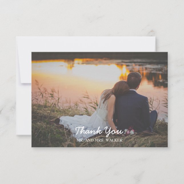 Boda de fotos de Green Floral / Tarjeta de agradec (Anverso)