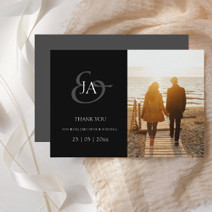 Boda de fotos de Modern Black Initials Gracias