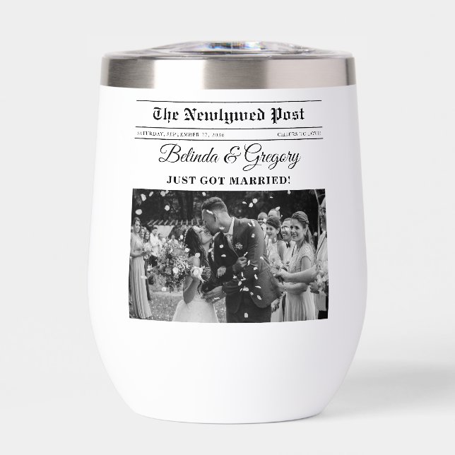 Boda de fotos en blanco y negro de periódico boda (Frente)