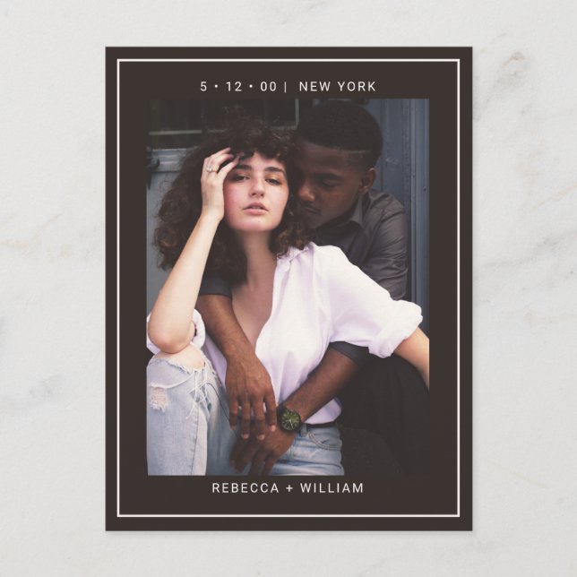 Boda de fotos en café negro salva la invitación a  (Anverso)