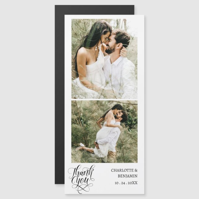 Boda de fotos personalizado Gracias Tarjeta Magnét (Anverso/Reverso)