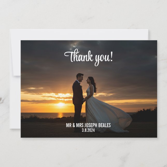 Boda de fotos personalizado - Tarjeta de agradecim (Anverso)