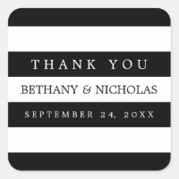 Boda de franjas modernas Gracias Pegatinas