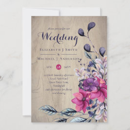Boda de Fuchsia Floral Woodland