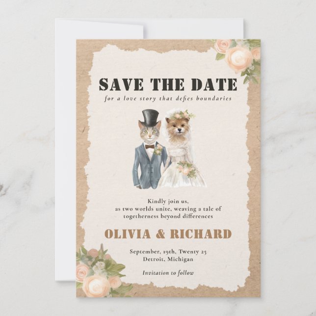 Boda de gato y perro salva la invitación a la fech (Anverso)