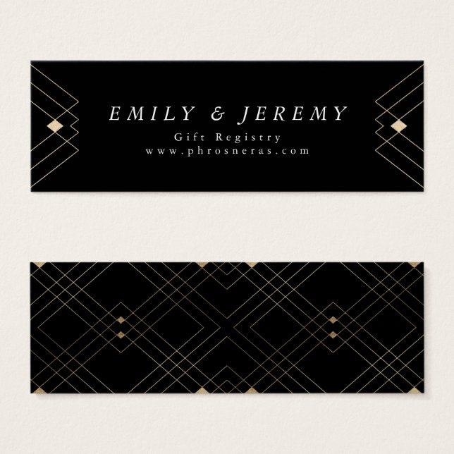 Boda de gatsby de deco geométrico de diamante negr (Anverso y reverso)