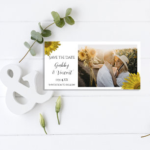 Boda de girasol amarillo salva la tarjeta fotográf