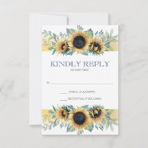 Boda de girasol azul de la marina RSVP