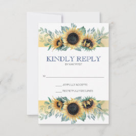 Boda de girasol azul de la marina RSVP