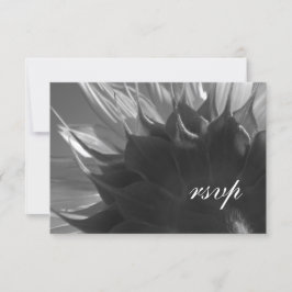 Boda de girasol botánico blanco y negro RSVP