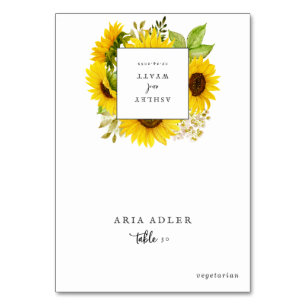 Boda de girasol de país Menú Opciones Tarjetas de