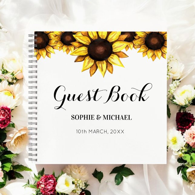 Boda de girasol Floral Libro de invitado amarillo  (Subido por el creador)