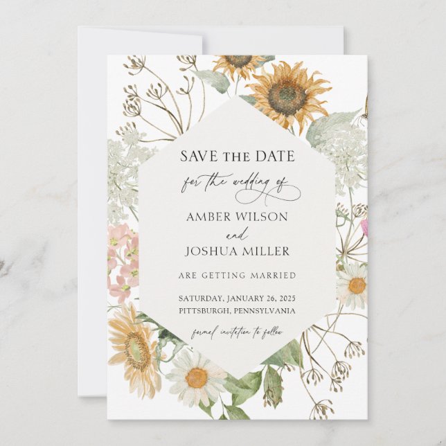 Boda de girasol Guardar la invitación de fecha (Anverso)
