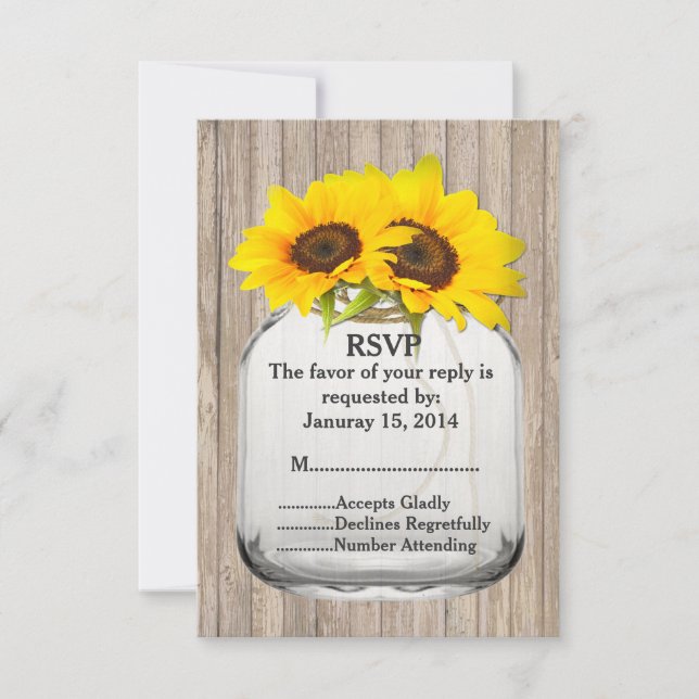 Boda de girasol jarrón Mason RSVP Sunflwr6 (Anverso)
