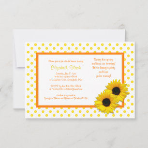 Boda de girasol Polka Dot Invitación a ducha de no
