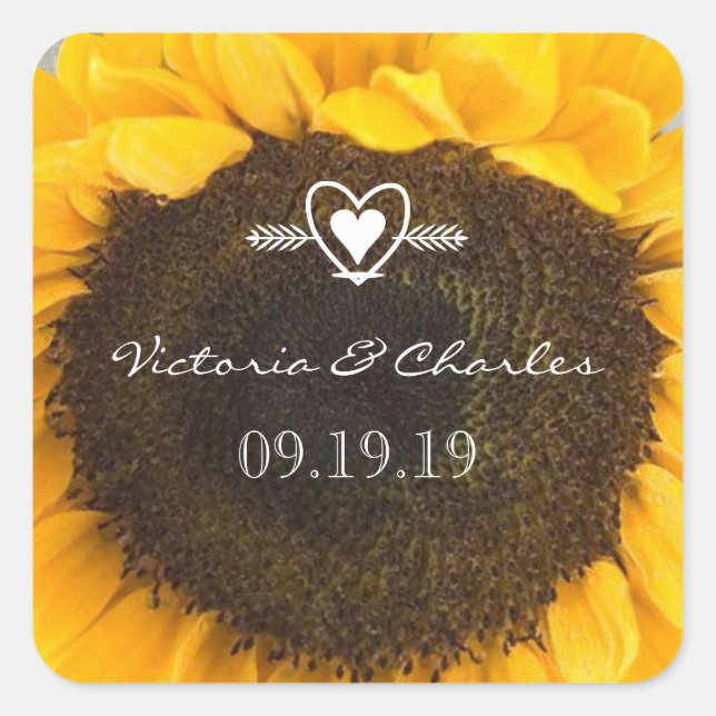Boda de girasoles salva a los Pegatinas de citas (Anverso)