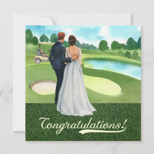 Boda de golf Felicidades con novia y novio