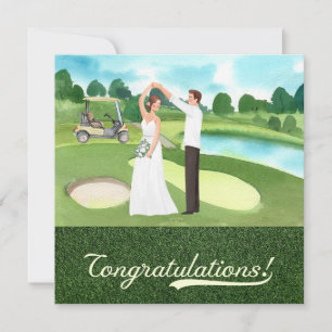 Boda de golf Felicidades con novia y novio