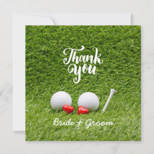 Boda de golf Gracias carta con amor sobre el céspe