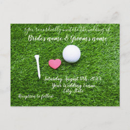 Boda de golf Tarjeta de invitación con amor sobre 