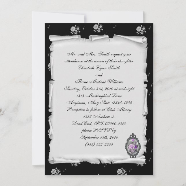 Boda de Gótico Steampunk Rosa Cameo Púrpura (Anverso)